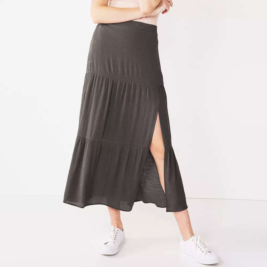 Clothing * | Women'S Nine West Crosshatch Tiered Maxi Skirt