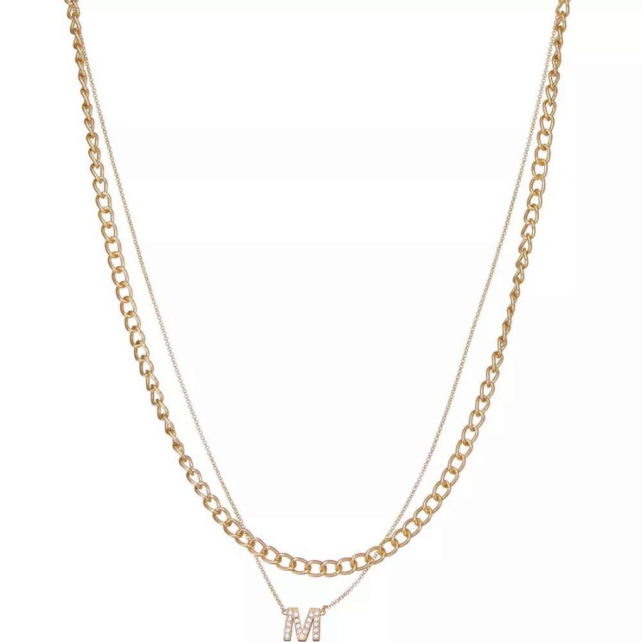 Jewelry * | Nine West Multi-Row Initial "M" Pendant Necklace