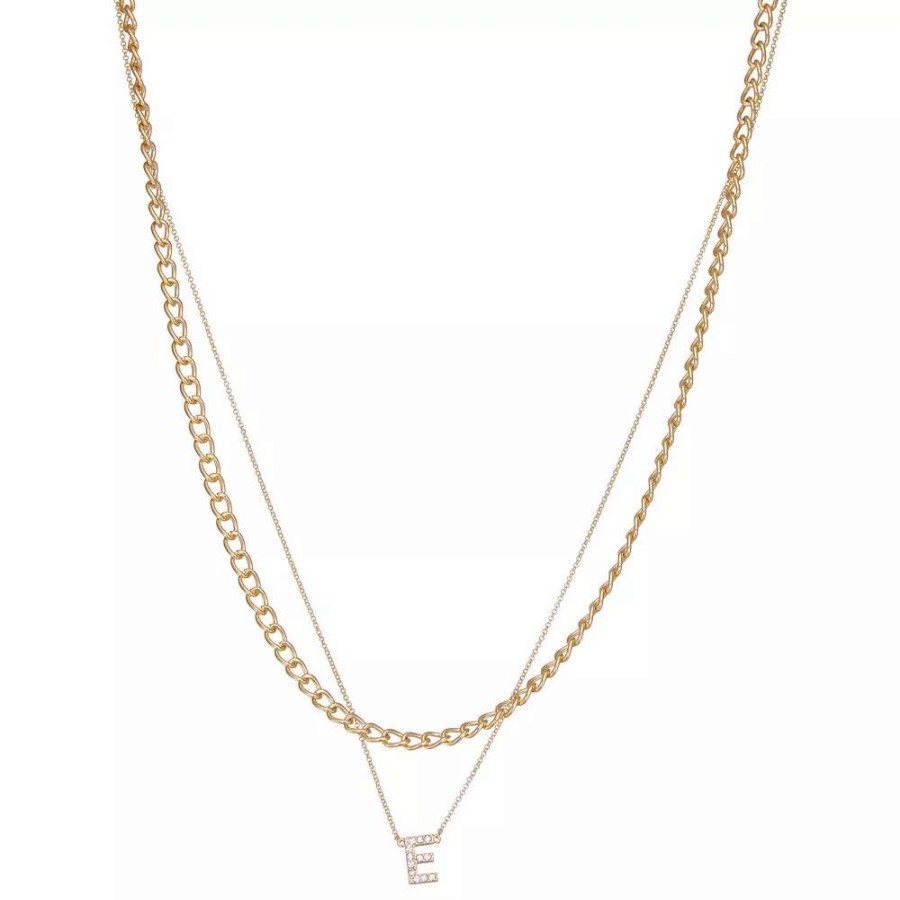 Jewelry * | Nine West Multi-Row Initial "E" Pendant Necklace