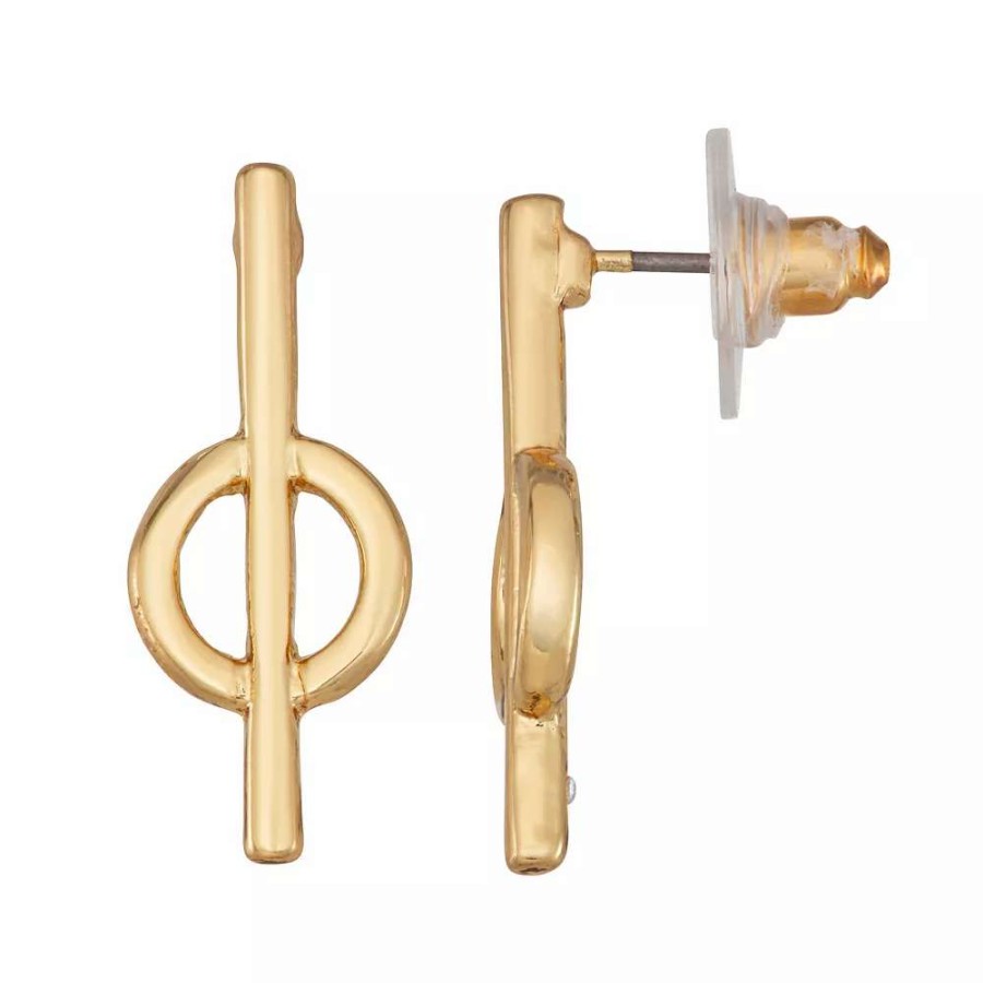 Jewelry * | Nine West Gold Tone Linear Drop Post Earrings