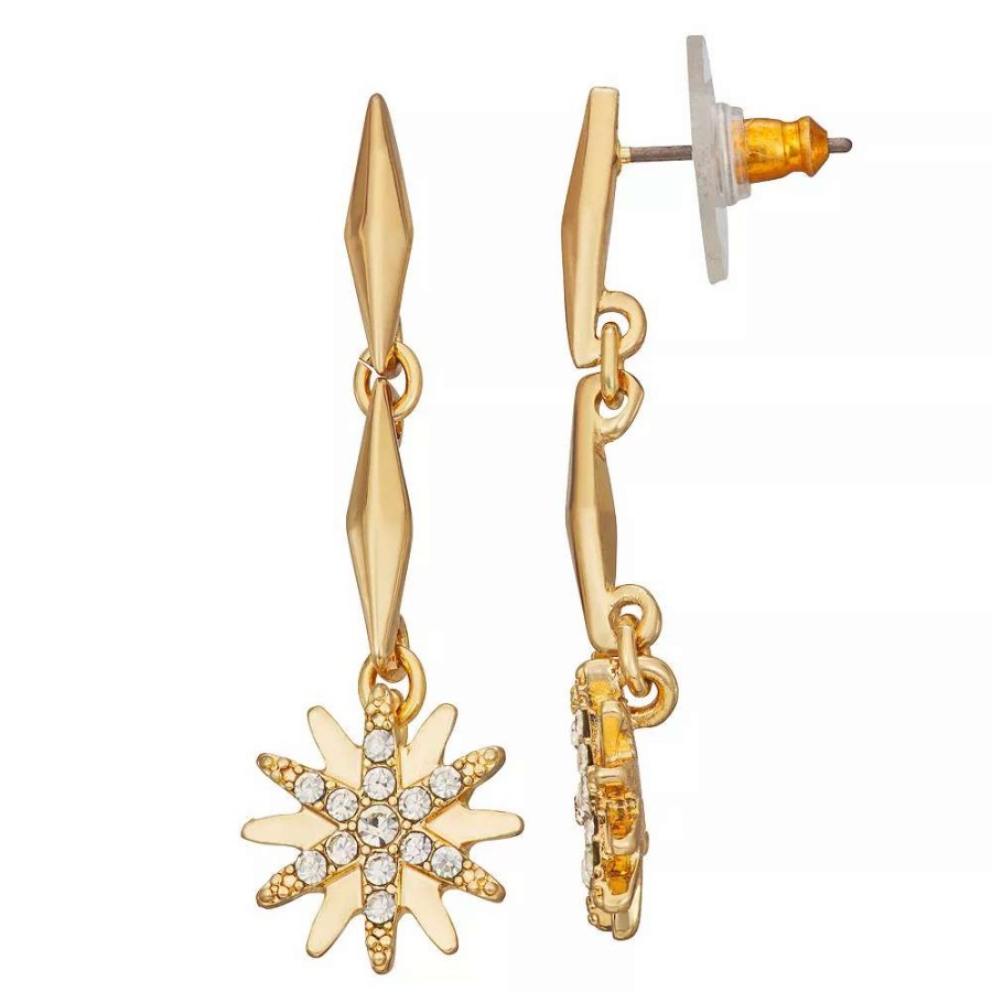 Jewelry * | Napier Silver Tone Starburst Drop Linear Earrings