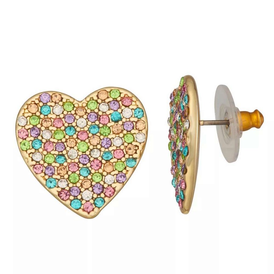 Jewelry * | Nine West Pave Heart Stud Earrings