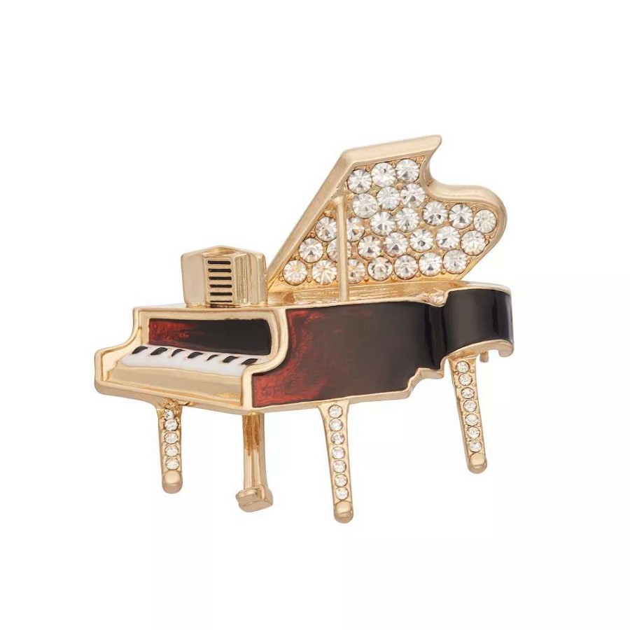 Jewelry * | Napier Gold Tone Crystal & Enamel Piano Pin