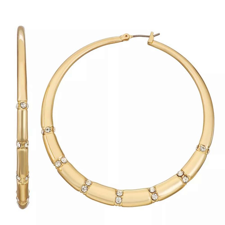 Jewelry * | Nine West Gold Tone Large Click-It Hoop Earrings