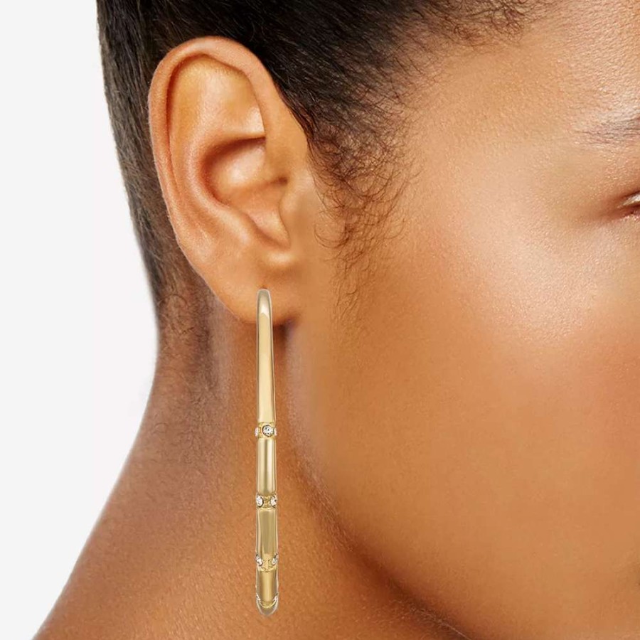 Jewelry * | Nine West Gold Tone Large Click-It Hoop Earrings