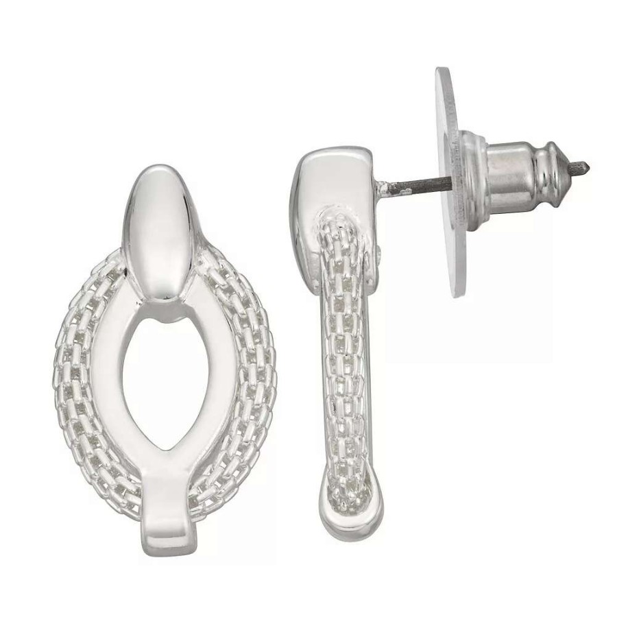 Jewelry * | Napier Silver Tone Treasures Doorknocker Earrings