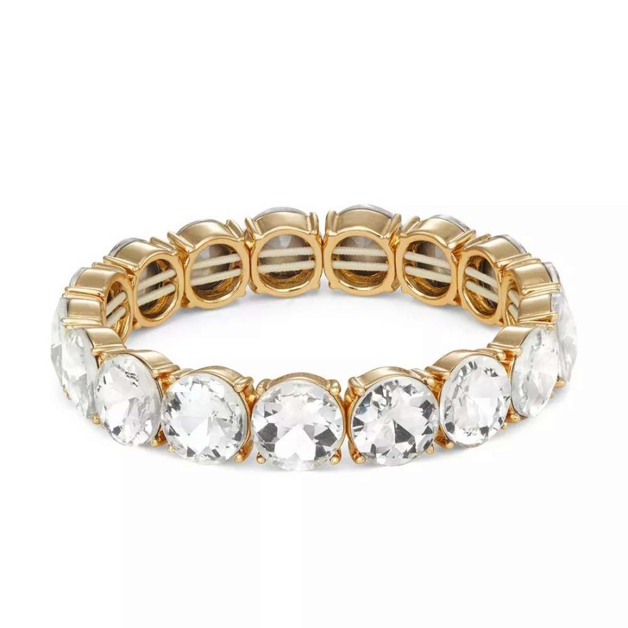 Jewelry * | Nine West Gold Tone Crystal Stretch Bracelet