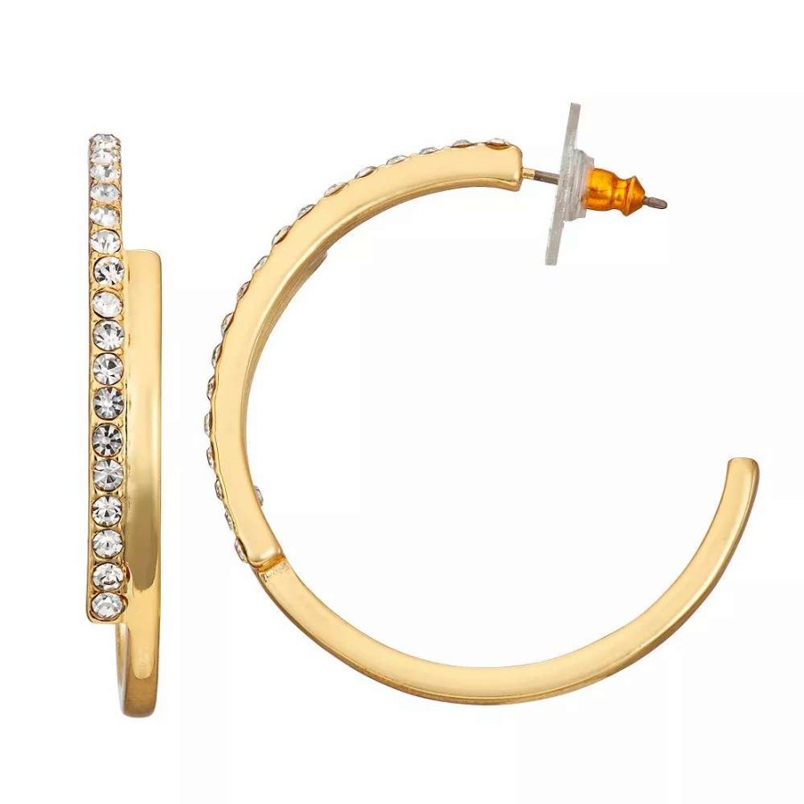 Jewelry * | Nine West Gold Tone Bypass Hoop Earrings