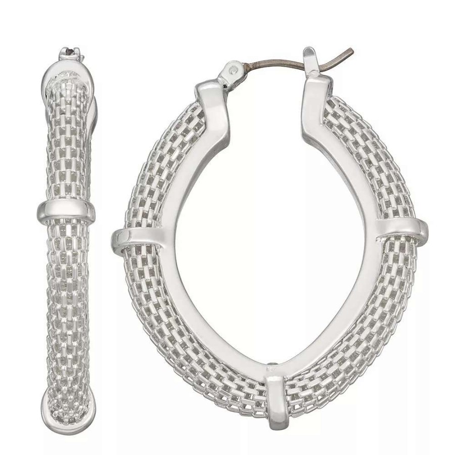 Jewelry * | Napier Silver Tone Oval Click-It Earrings