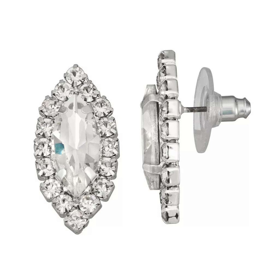 Jewelry * | Napier Silver Tone Dazzle Oval Stud Earrings