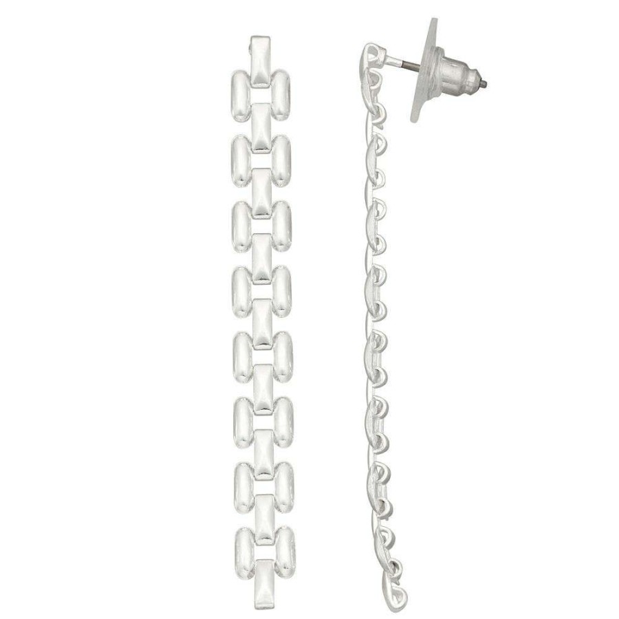 Jewelry * | Women'S Nine West Silver Tone Metal Linear Post Earrings