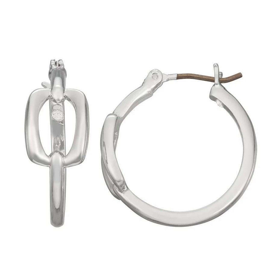 Jewelry * | Napier Silver Tone Tailored Hoop Earrings