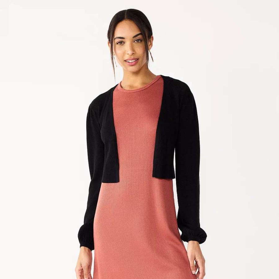 Clothing * | Women'S Nine West Balloon Sleeve Open Front Cardigan