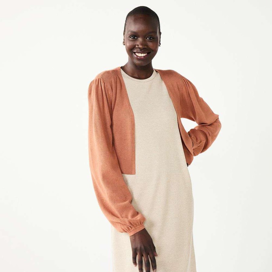 Clothing * | Women'S Nine West Balloon Sleeve Open Front Cardigan