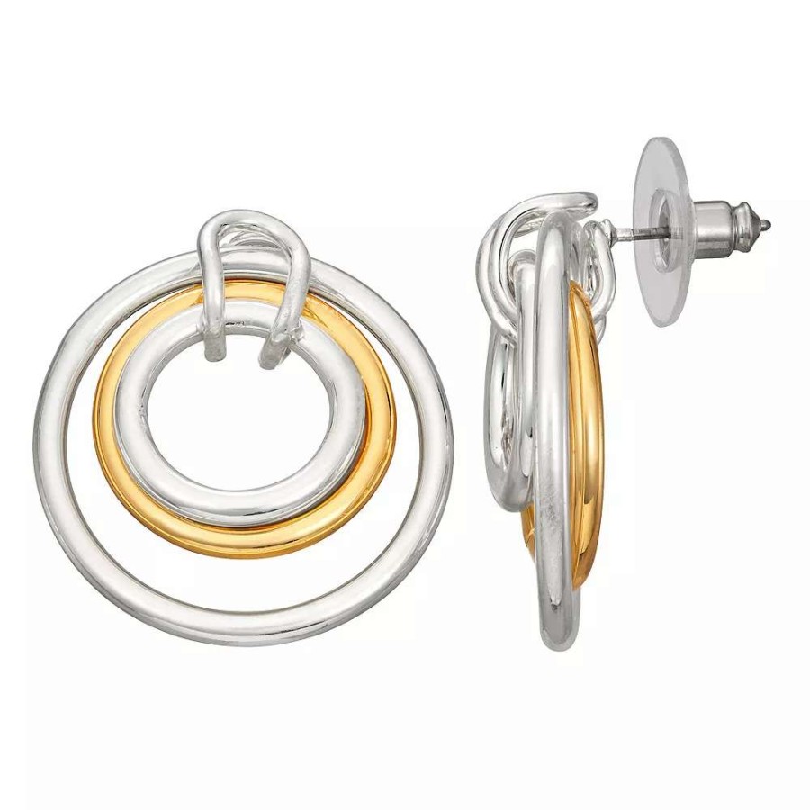 Jewelry * | Napier Two-Tone Multi-Circle Doorknocker Earrings