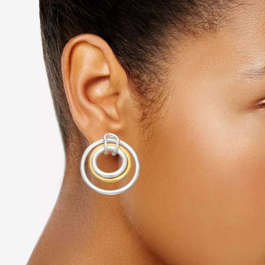 Jewelry * | Napier Two-Tone Multi-Circle Doorknocker Earrings