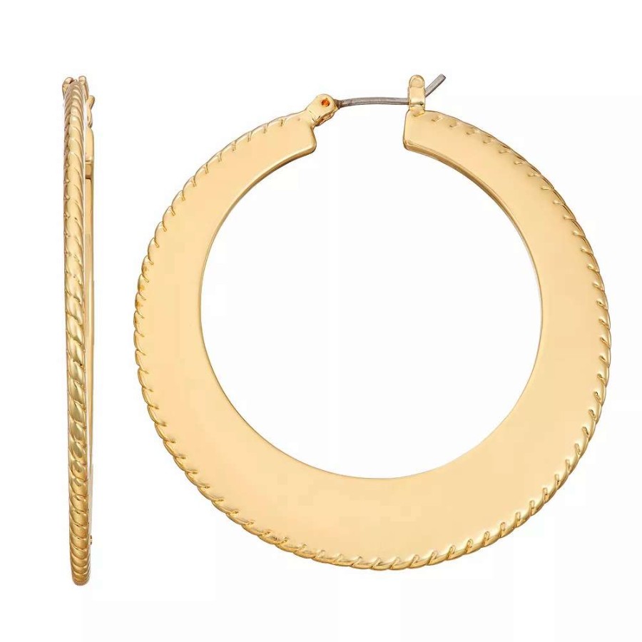 Jewelry * | Nine West Gold Tone Disc Click-It Hoop Earrings