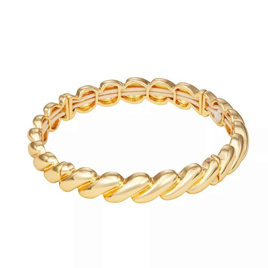 Jewelry * | Nine West Gold Tone Twisted Stretch Bracelet