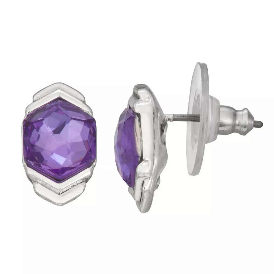 Jewelry * | Napier Silver-Tone December Stone Stud Earrings