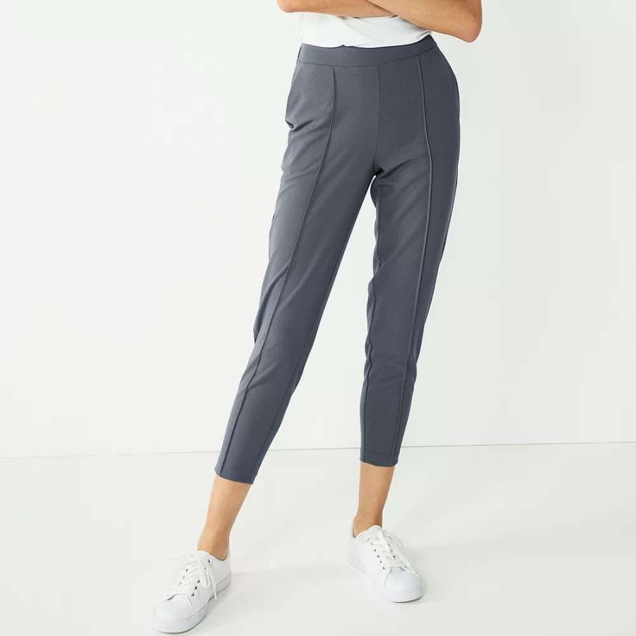 Clothing * | Women'S Nine West Curvy Relaxed Pintucked Crop Pants