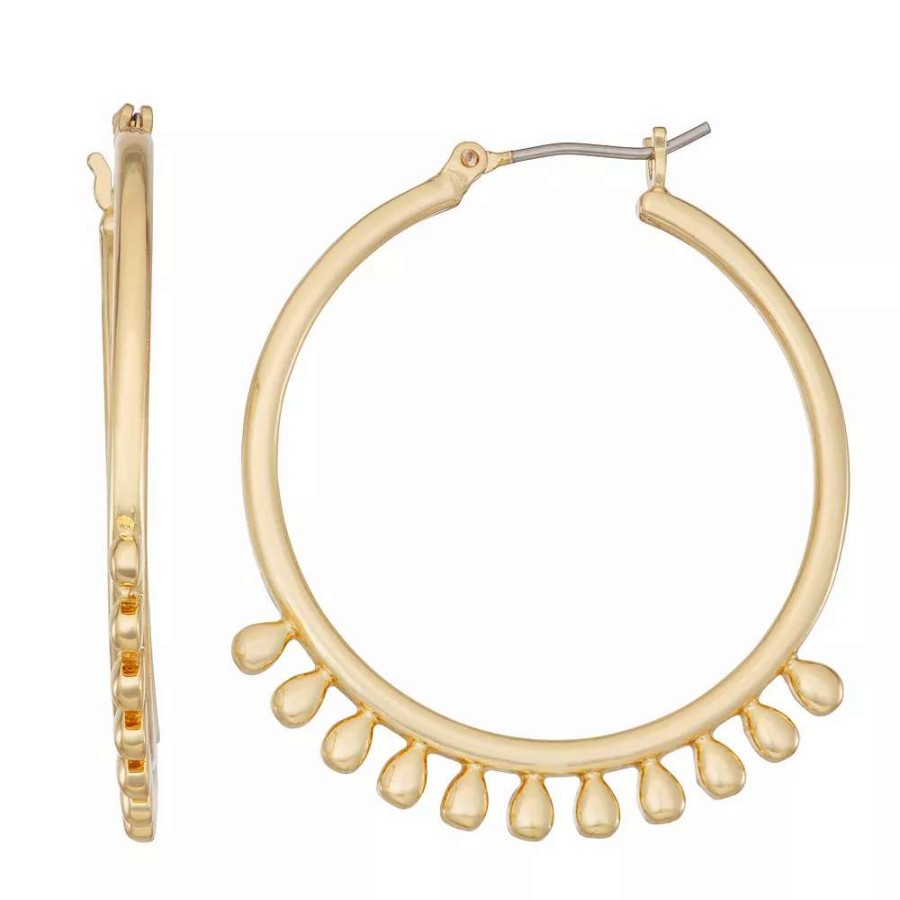 Jewelry * | Nine West Gold Tone Shaky Click It Hoop Earrings