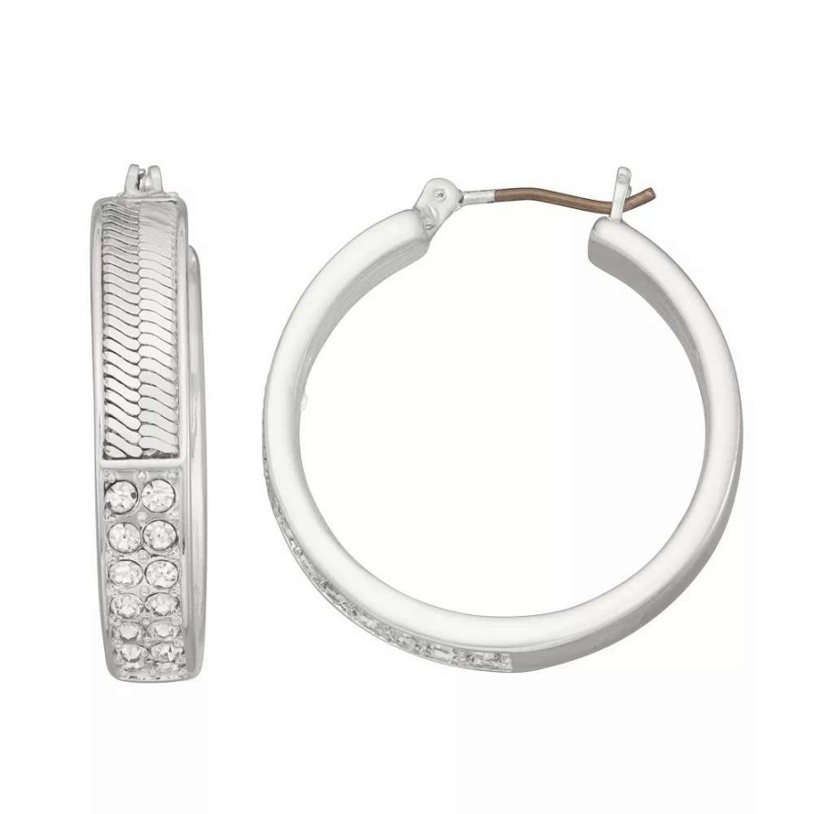 Jewelry * | Nine West Pave Click-It Hoop Earrings