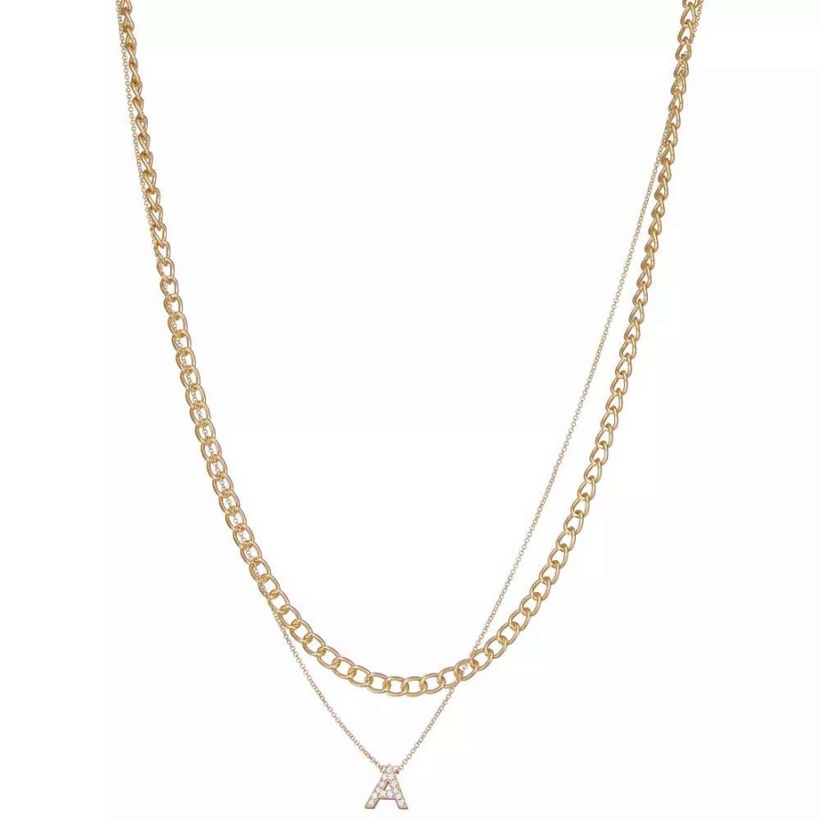 Jewelry * | Nine West Multi-Row Initial "A" Pendant Necklace