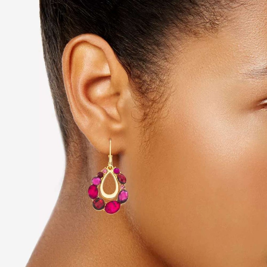 Jewelry * | Napier Gold Tone Berry Leverback Statement Drop Earrings