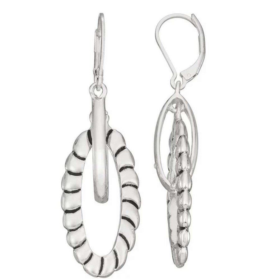 Jewelry * | Napier Silver Tone Casual Twist Double Drop Earrings