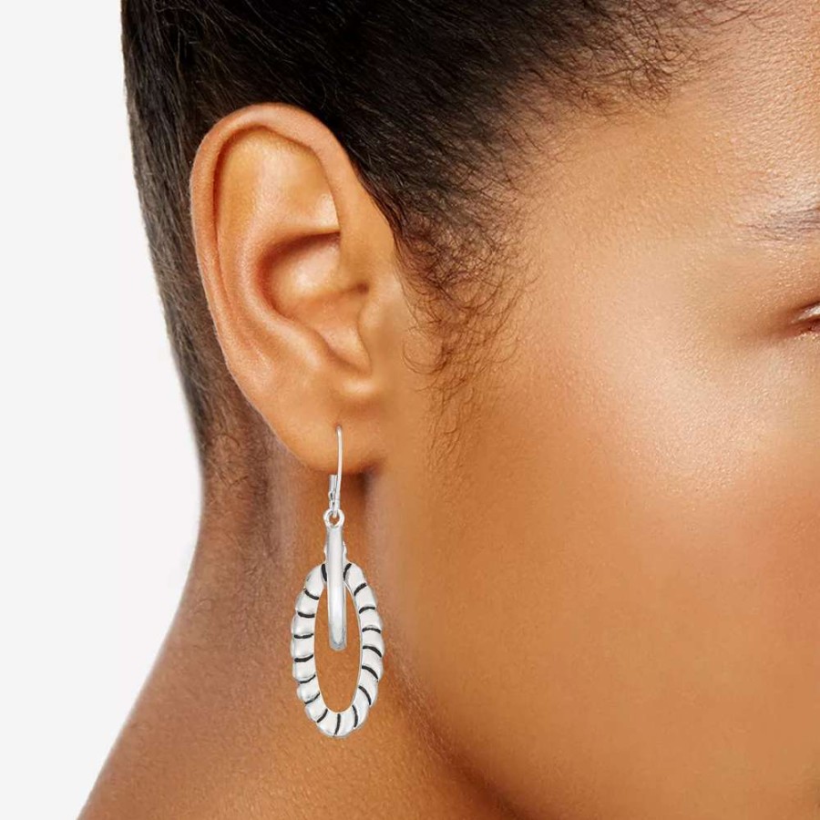 Jewelry * | Napier Silver Tone Casual Twist Double Drop Earrings