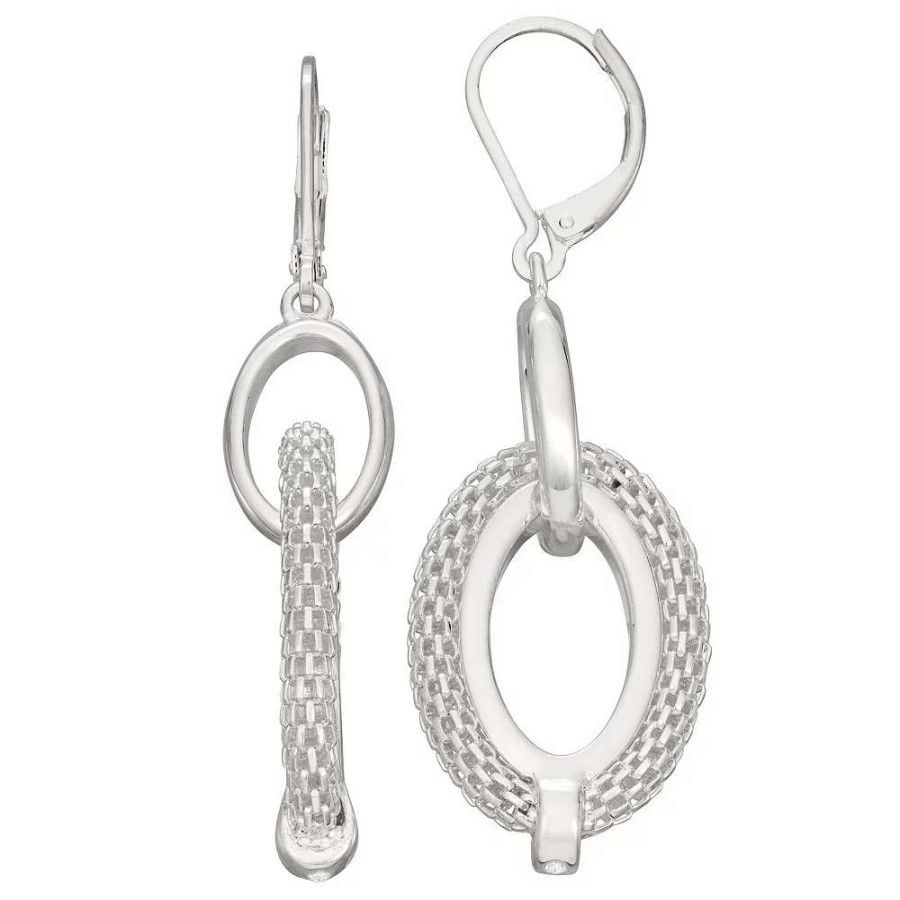 Jewelry * | Napier Silver Tone Treasures Oval Earrings