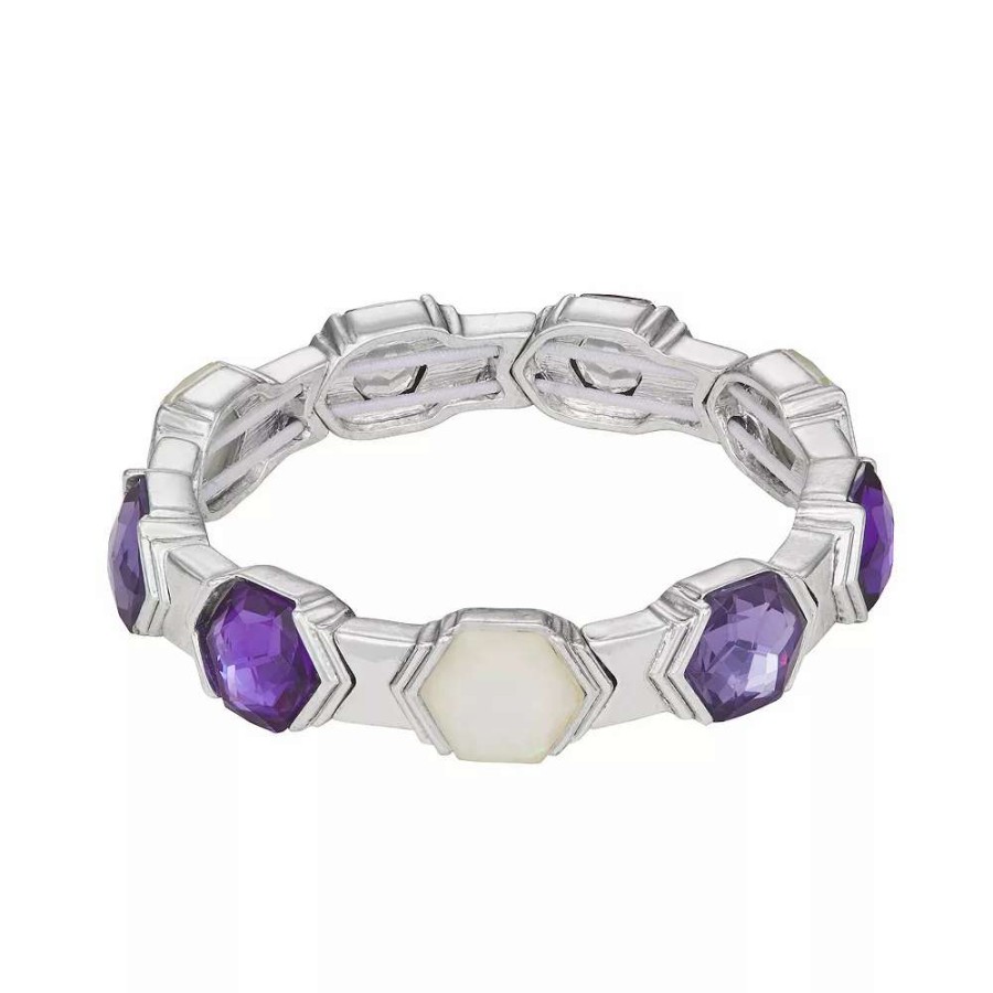 Jewelry * | Napier Silver-Tone 7.5 December Stones Modern Stretch Braclet