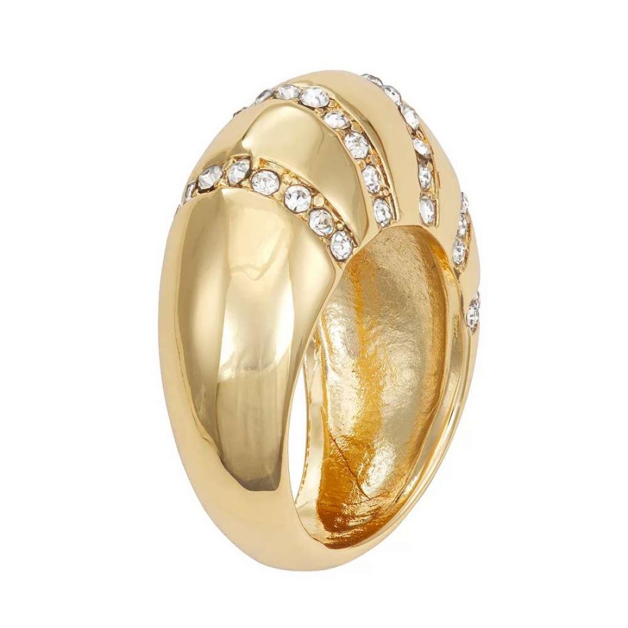 Jewelry * | Nine West Gold Tone Simulated Crystal Domed Ring