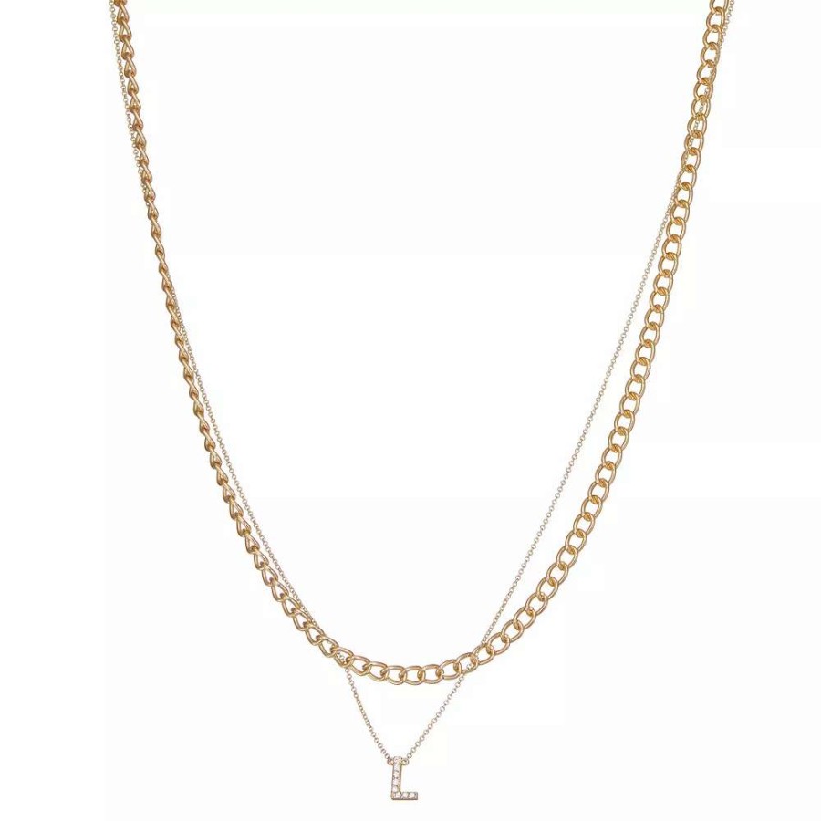 Jewelry * | Nine West Multi-Row Initial "L" Pendant Necklace