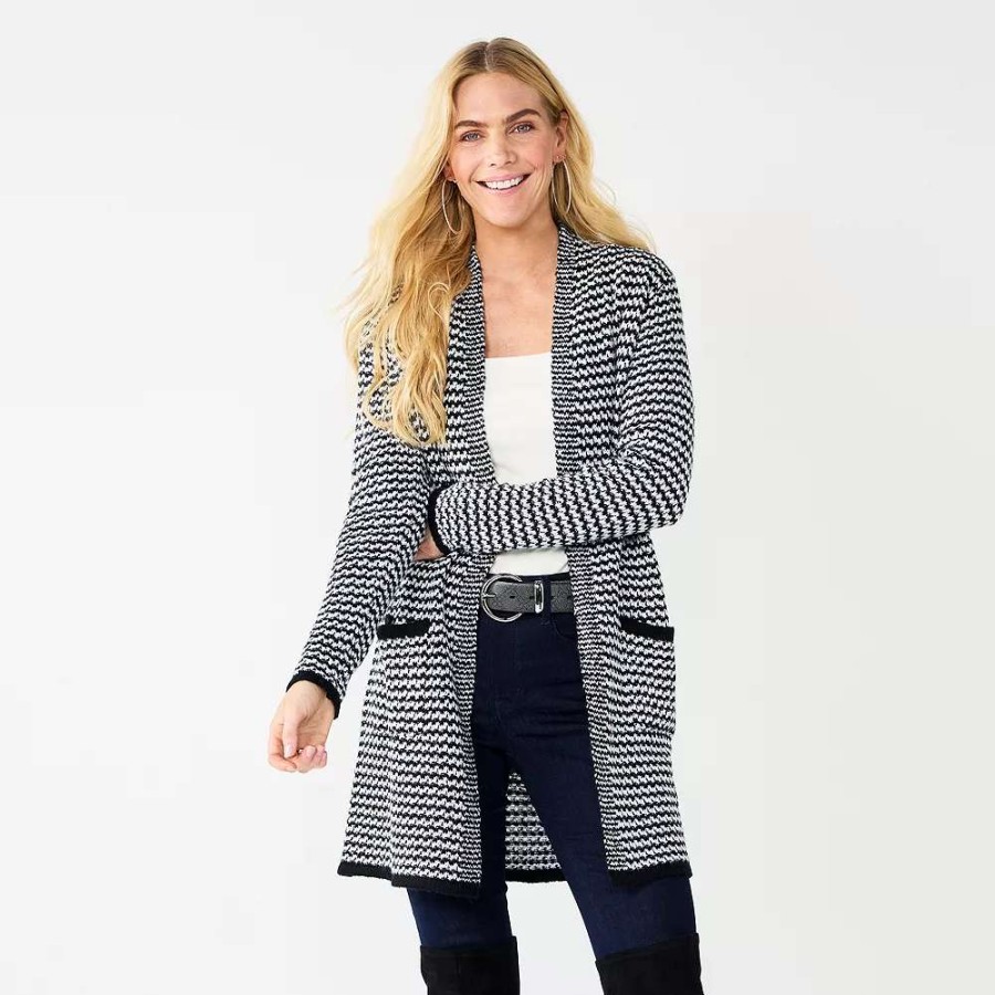 Clothing * | Women'S Nine West Jacquard Long Cardigan