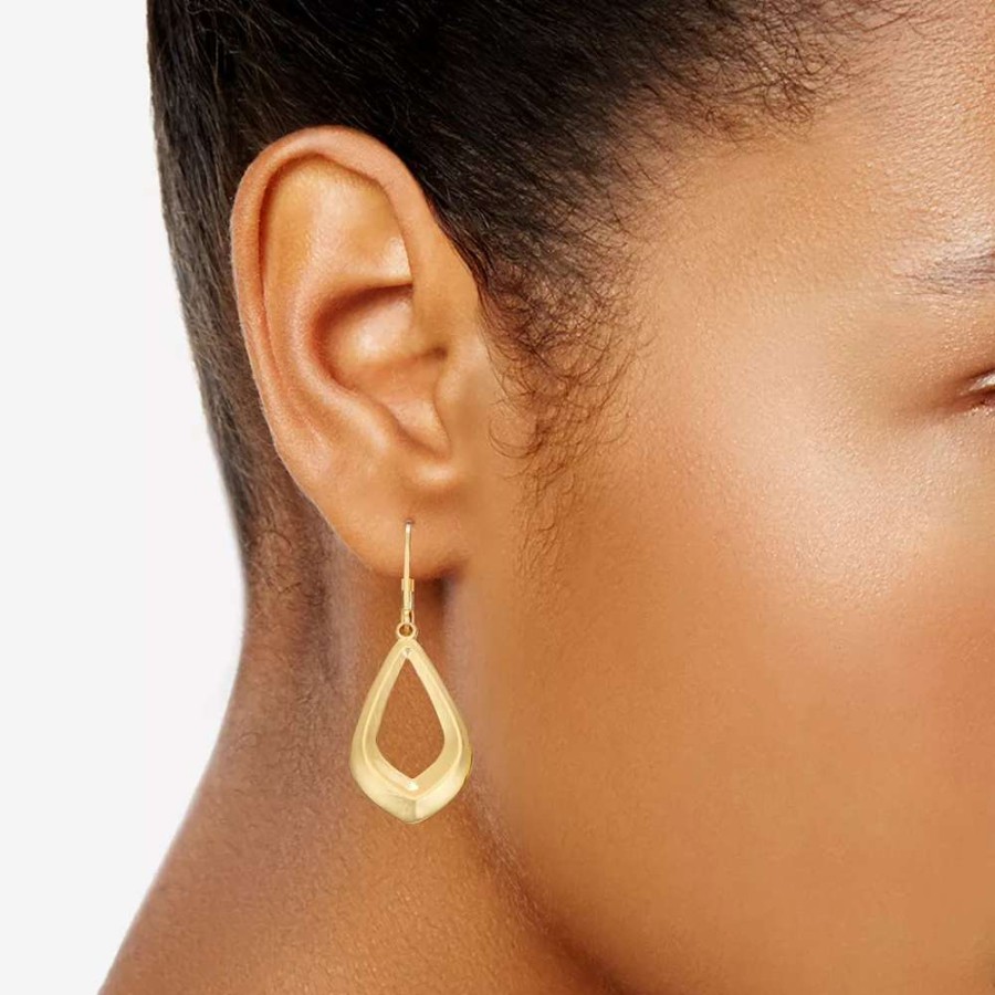 Jewelry * | Napier Gold Tone Diamond Shaped Drop Earrings