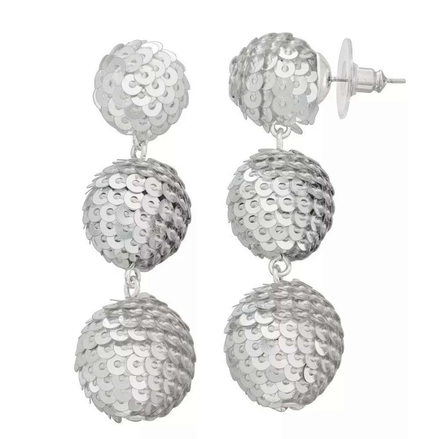 Jewelry * | Nine West Sequins Disco Triple Drop Earrings