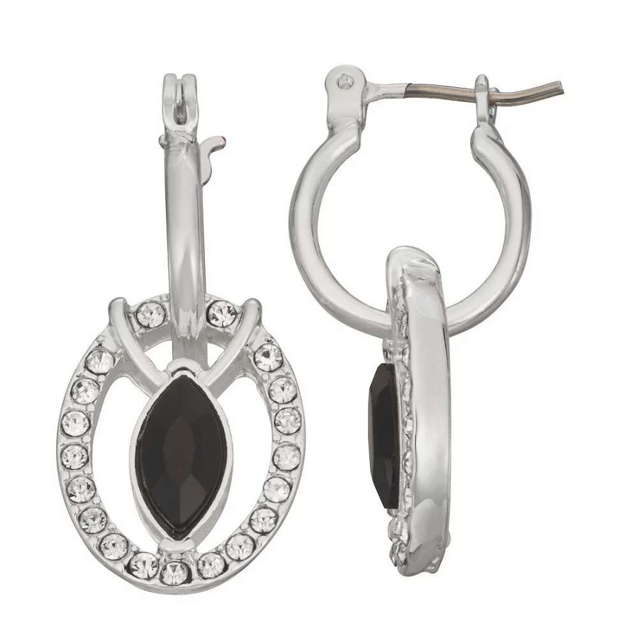 Jewelry * | Napier Silver Tone Social Hoop Drop Earrings