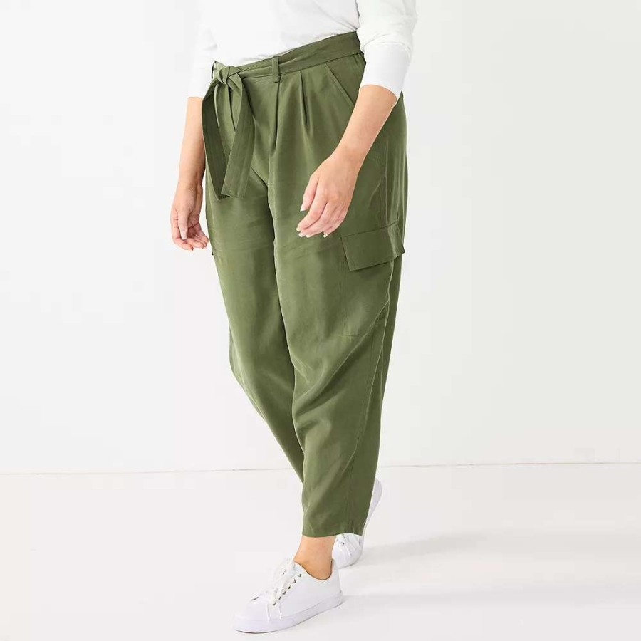 Clothing * | Plus Size Nine West High-Waisted Tapered Pants