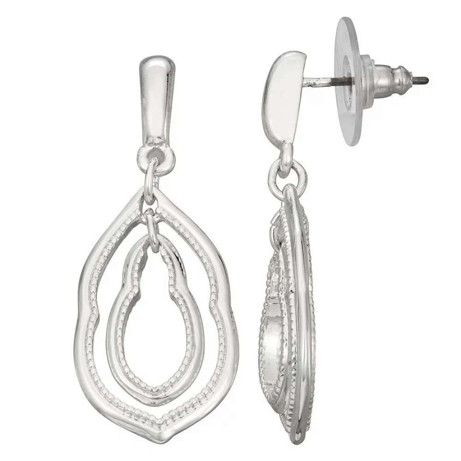 Jewelry * | Napier Silver Tone Orbital Sculptural Drop Earrings