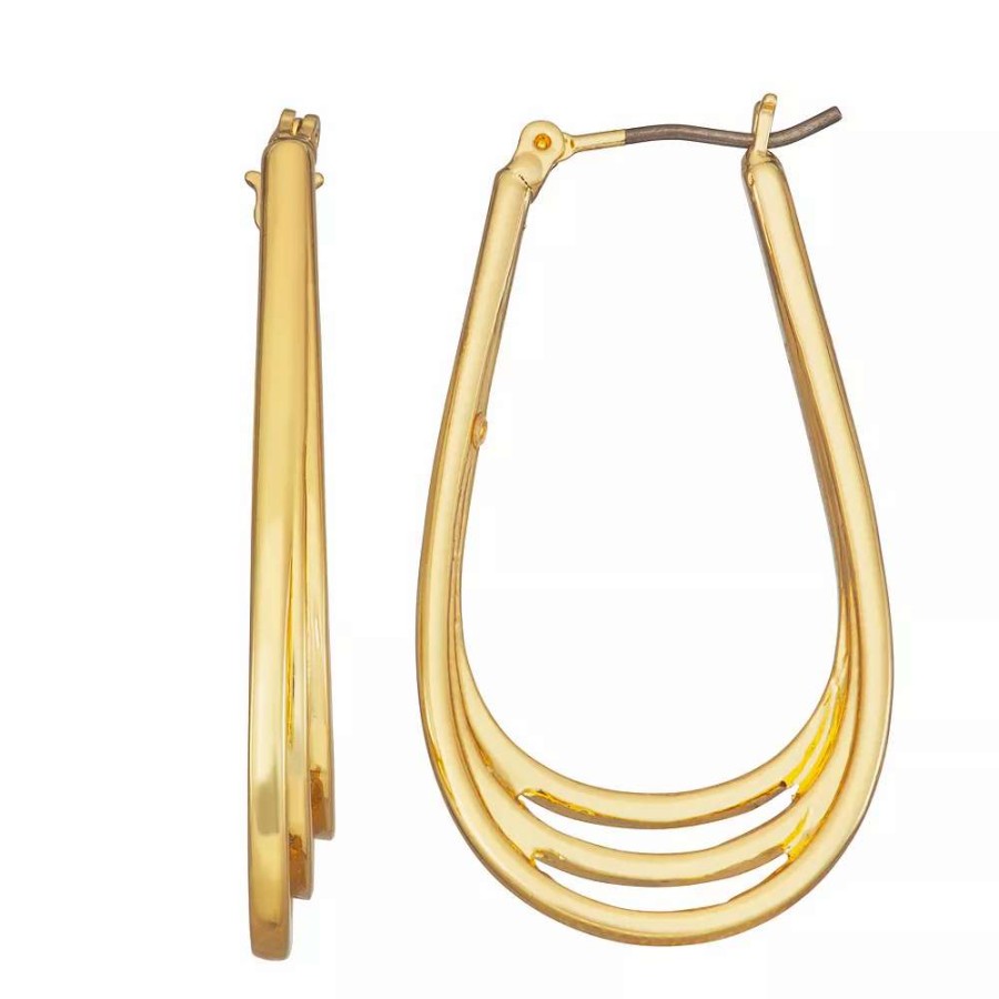 Jewelry * | Napier Multi Layered Oval Hoop Earrings