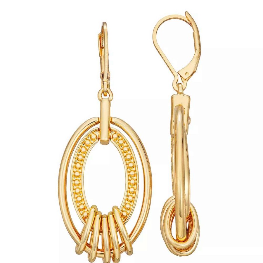 Jewelry * | Napier Gold Tone Orbital Drop Earrings