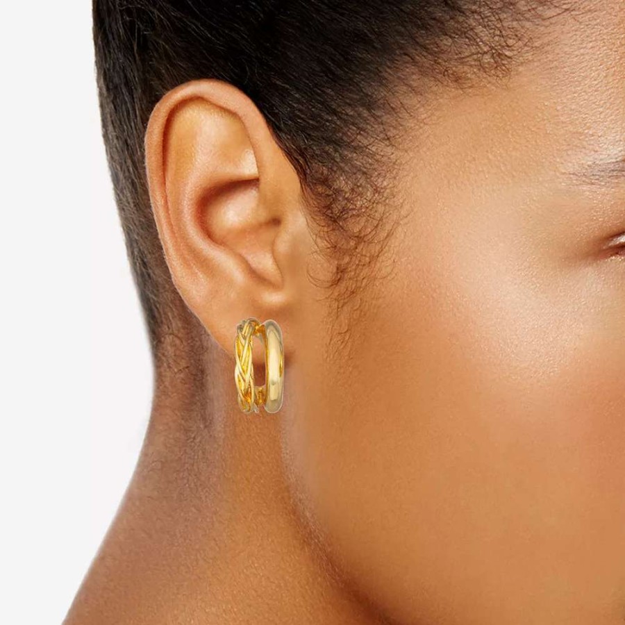 Jewelry * | Napier Open Double C Hoop Earrings