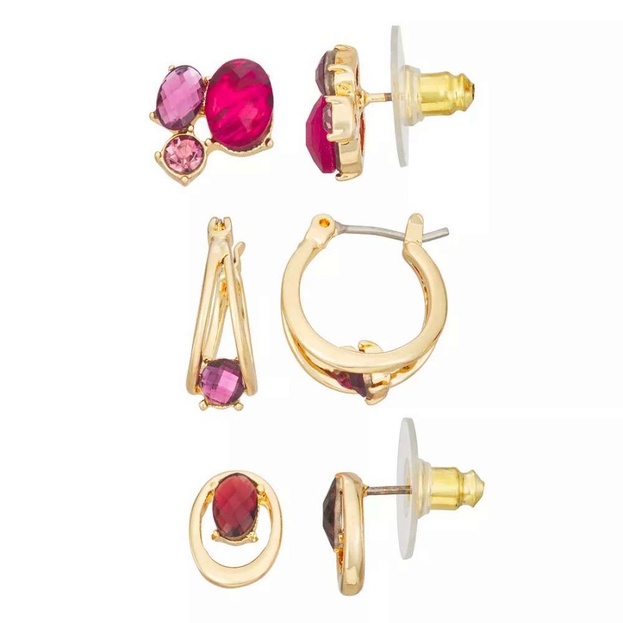 Jewelry * | Napier Gold Tone Berry Stud & Hoop Earrings Set