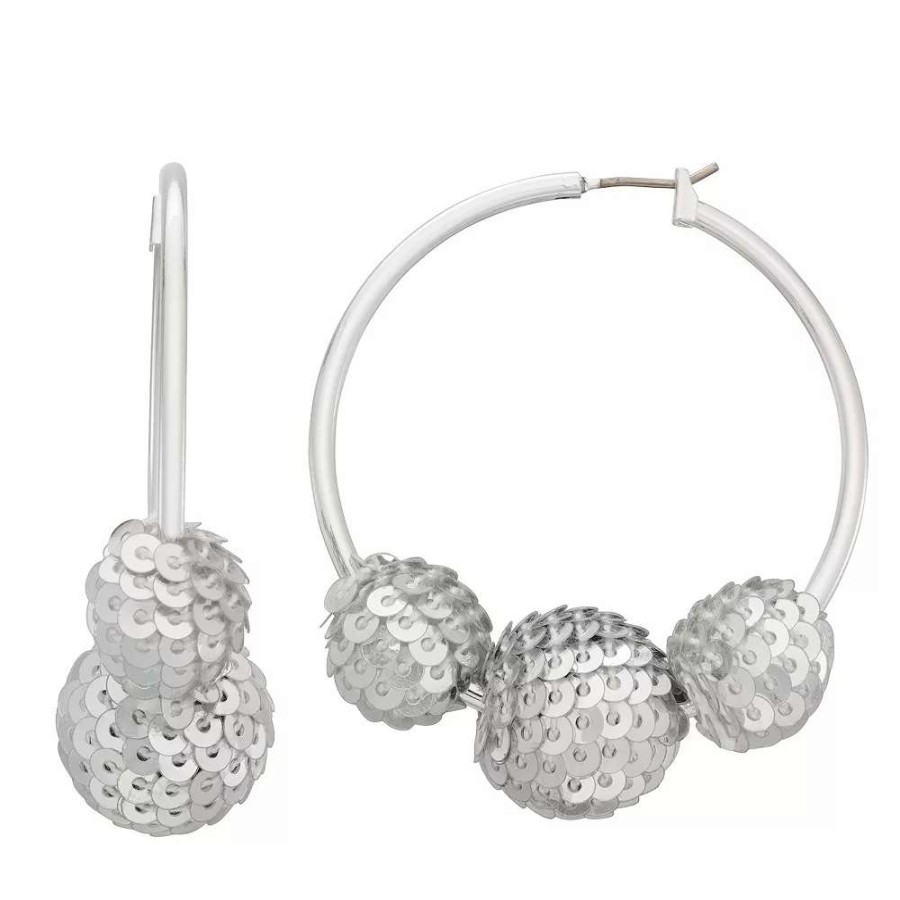 Jewelry * | Nine West Sequins Disco Hoop Earrings