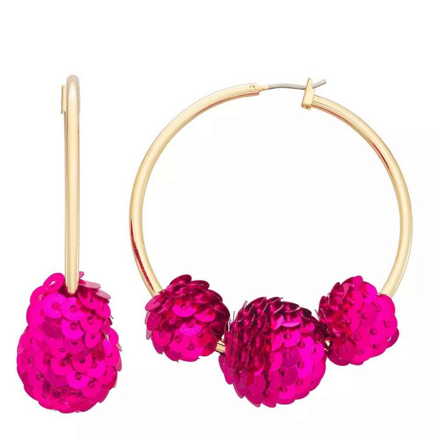 Jewelry * | Nine West Sequins Disco Hoop Earrings