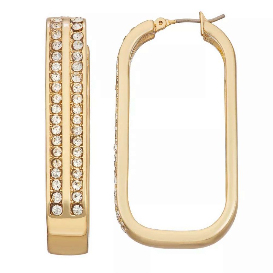 Jewelry * | Nine West Gold Tone Drop Hoop Earrings