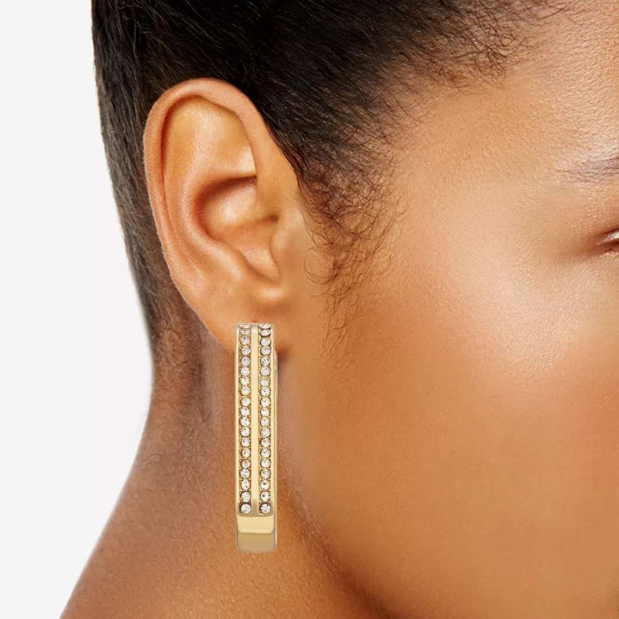 Jewelry * | Nine West Gold Tone Drop Hoop Earrings