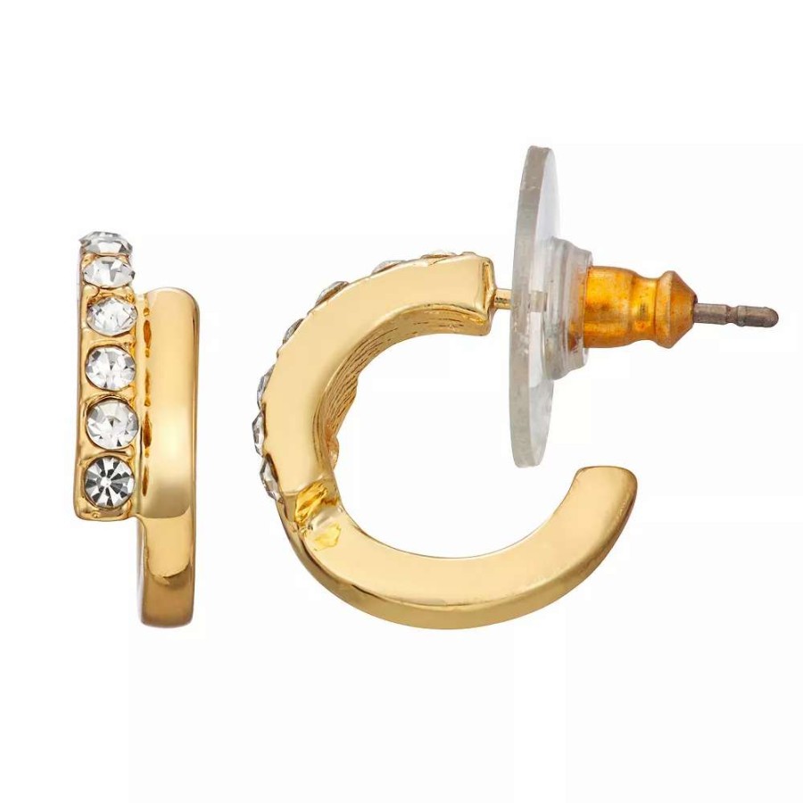 Jewelry * | Nine West Gold Tone Bypass Huggie Hoop Earrings