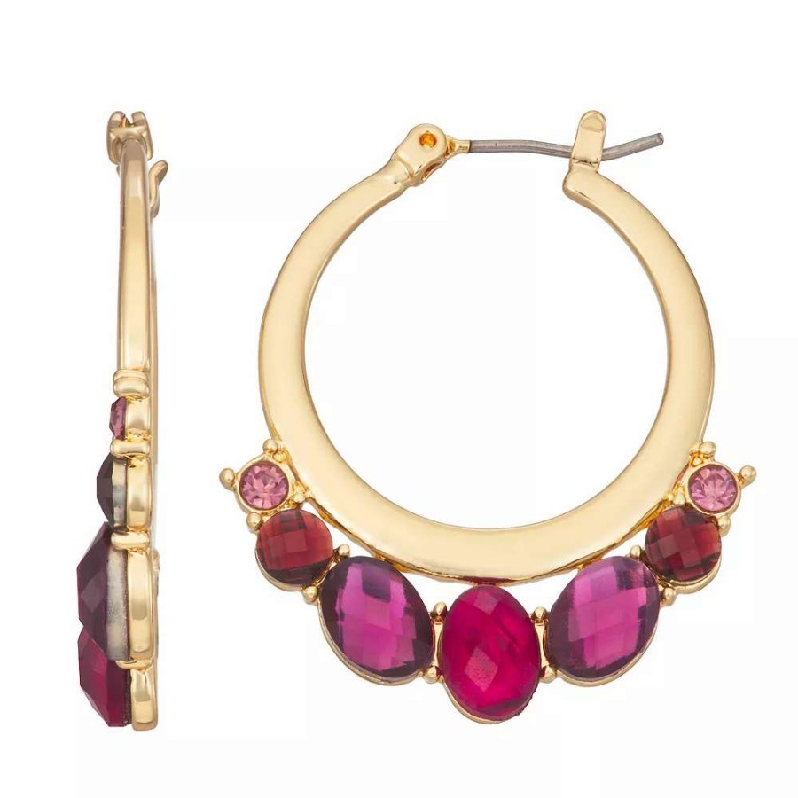 Jewelry * | Napier Gold Tone Berry Statement Hoop Earrings